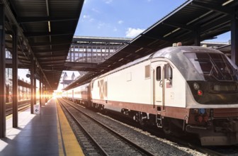 Portland Union train station. Passenger train connecting Portland and Seattle