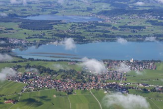 Panorama from Tegelberg, 1881m, on Schwangau, Waltenhofen, Forggensee and Hopfensee, Füssener Land,