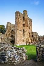 Ruins of Norham Castle and River Tweed, Norham, Northumberland, England, United Kingdom