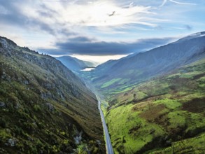 Autumn colours over Mach Loop from a drone, Minffordd, Tywyn, Wales, UK