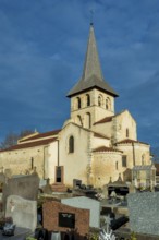 Mazerier village. Painted church St. Saturninus Church. Allier department, Auvergne Rhone Alpes,