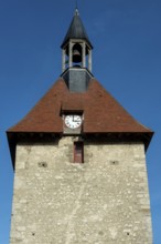 Charroux labelled The Most Beautiful Villages of France, Belfry and the door of the clock, Allier