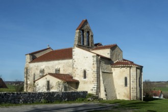 St Andrew's Church, romanesque church of Taxat-Senat. Allier department. Auvergne Rhone Alpes.