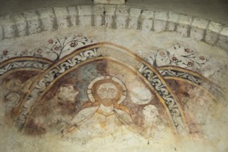 St Cyr and St Julitte's Church, roman church of Escurolles, Christ in majesty. Allier department,