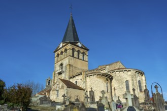 St Mazeran's Church of Bout-Vernet. Allier department. Auvergne Rhone Alpes. France. Europe