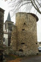 Tower of Saint Sandoux village, Puy de Dome, Auvergne Rhone Alpes, France
