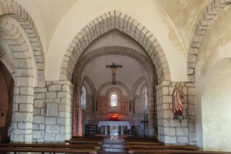 Natural regional park of Livradois Forez. Interior of Roman church Saint-Hilaire of Saint-Hilaire