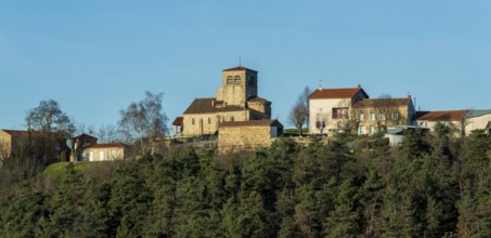 Saint Hilaire village. Natural regional park of Livradois Forez. Interior of Roman church