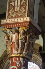 Issoire. Pillar (Appearance of Christ after Resurrection), Saint-Austremoine roman chuch, Auvergne
