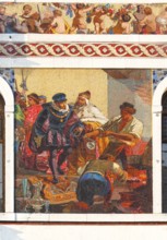 Mosaic painting at Palazzo Barbarigo on the Grand Canal, Venice, Veneto, Italy