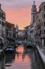 Sunset over Rio San Barnaba, Venice, Veneto, Italy