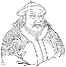 Portrait of Kublai Khan or Setsen Khan, 13th century, Mongolian ruler, emperor of China, founder of