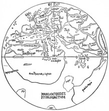 World map from the 15th century, earth with the then known or unknown parts of the world, Mare