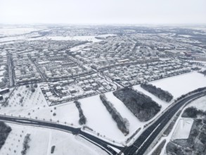 The Riedberg district of Frankfurt and the surrounding area are covered with snow, Riedberg,