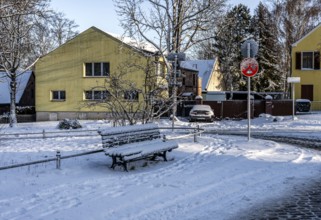 Old villas and houses in the charming village center of Lübars, Reinickendorf, Berlin, Germany