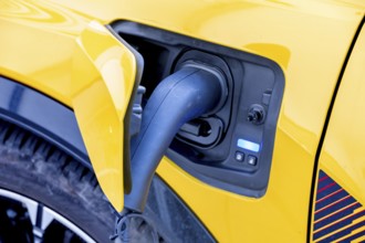 Charging process of an electric car at a charging station, Bavaria, Germany