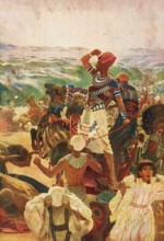 Scene from the biblical story, crossing of the Red Sea (Black Sea), tells a central miracle in the