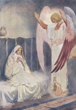 Scene from the biblical story, Annunciation, describes the story in which the angel Gabriel appears