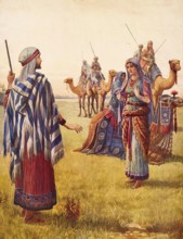 Scene from the biblical story, The story of King Solomon and the Queen of Sheba, authentic