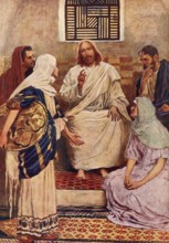 Scene from the biblical story, Mary and Martha, two sisters from Bethany who were close friends