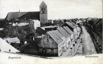 Angermünde, Berliner Straße, district of Uckermark in the state of Brandenburg, Germany, postcard,