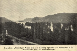 Rhine island Namedyer Werth with the Namedy Sprudel, near Andernach am Rhein, Mayen-Koblenz