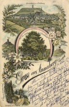 Annaberg in Saxony, town in the Ore Mountains, Erzgebirgskreis, Saxony, postcard, view around 1900