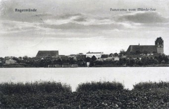 Angermünde, panorama with Münde-See, Uckermark district in the state of Brandenburg, Germany,