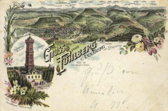 Annaberg in Saxony, Pöhlbergturm, city in the Ore Mountains, Erzgebirgskreis, Saxony, postcard,