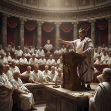 Gaius Julius Caesar, Roman statesman, speaking in the Senate of the Roman Republic in Rome,