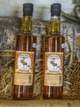 Swedish souvenir: moose herb juice in a bottle in Småland Moose park in Markaryd, Småland County,