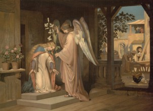 Scene from the biblical story, Annunciation, describes the biblical event in which the archangel