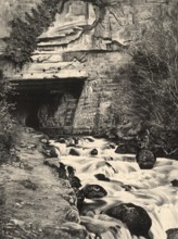 The fault source of Sassenage near Grenoble, Isere, France, authentic reproduction of a school