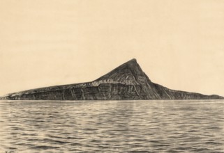 Krakatoa after the major eruption of 1883, famous volcano in the Sunda Strait between the