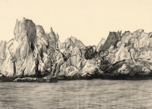 The ice wall of the MUIR glacier in Glacier Bay National Park in Alaska, America, authentic