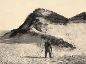 Dune on the west coast of the island of Sylt, North Sea, Germany, authentic reproduction of a