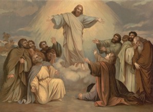 Scene from the biblical story, Ascension, in Christian faith, the Ascension describes the return of