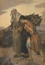 Scene from the biblical story, The Narrative of Abraham and Isaac describes how God tests Abraham