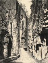 Porphyry landscape in the Eggenthal Gorge, Bletterbach Gorge, near Bolzano, South Tyrol, Italy,