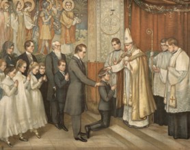 Scene from the biblical story, confirmation or confirmation, term on a sacrament or a rite of the