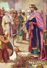 Scene from the biblical story, King David, central figure of the Bible, the youngest son of Jesse,