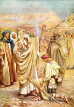 Scene from the biblical story, David is anointed king, refers to the biblical story in which the