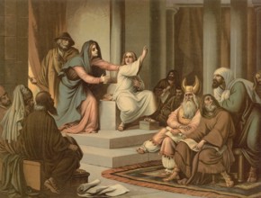 Scene from the biblical story, The story of Jesus as a twelve-year-old in the temple is the only
