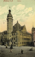 Altenburg, town hall, today Altenburger Land district, Thuringia, Germany, postcard, view around