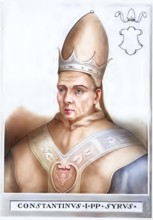 Constantine I (Constantinus I, born in Tyre, Syria, died 9 April 715 in Rome) was enthroned as pope