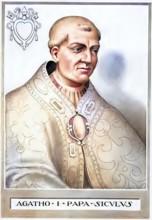 Agatho, also Agathon, died January 10, 681 in Rome, was Pope from 678 to 681, historical,