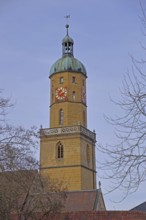 Church tower of St. Blasius city church built in the 14th century, Bopfingen, Härtsfeld, Swabian