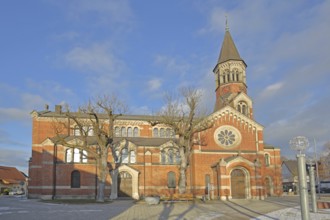 St. Martin's Church built in 1867, brick church, Nattheim, Härtsfeld, Swabian Jura,