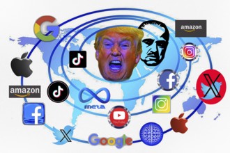 Symbolic image, Silicon Valley tech companies, subservience, anti-social networks, X-Twitter, Elon