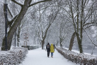 Walkers in the snowy park at the Presidential Triangle on 03.01.2026
